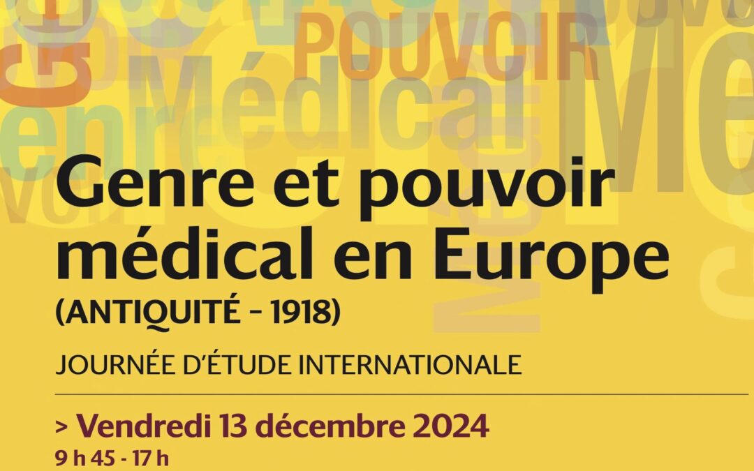 Genre et pouvoir médical en Europe (Antiquité – 1918):  Journée d’étude internationale , vendredi 13 décembre 2024